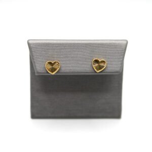 Sunburst Textured Heart Stud Earrings – 14KT Gold