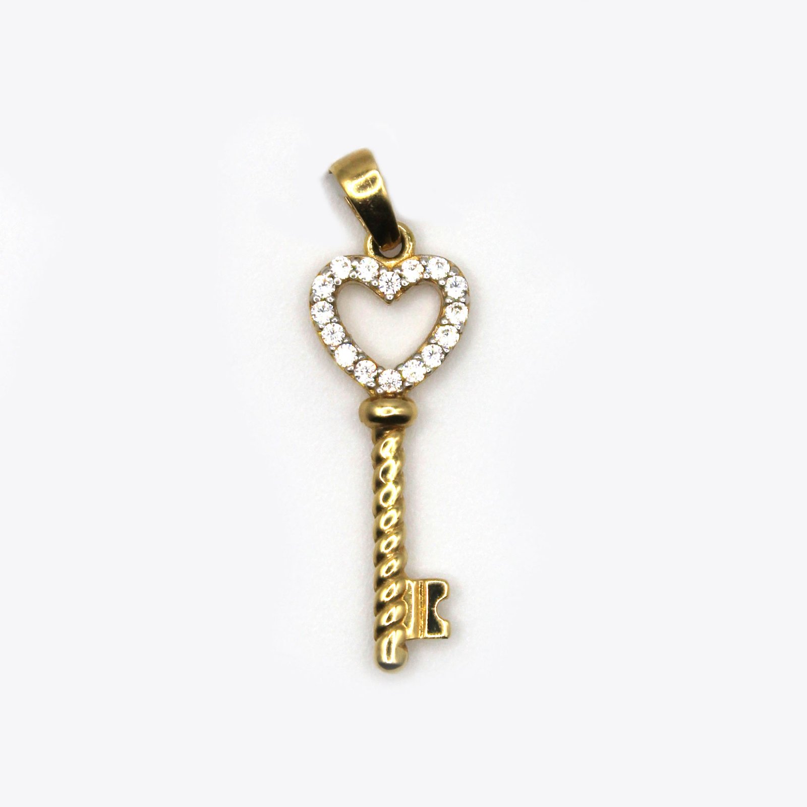 Heart Key Zirconia Pendant – 10KT Gold