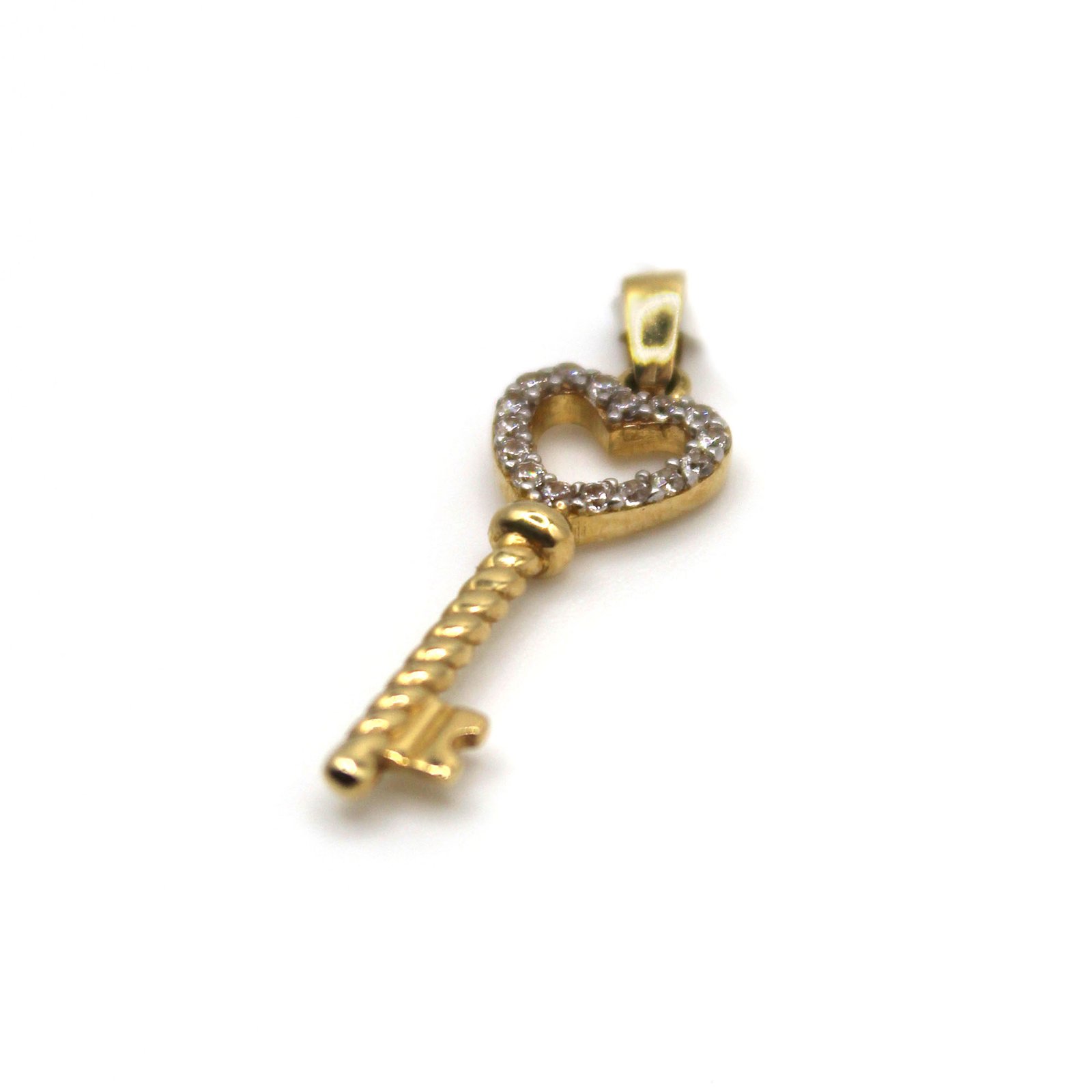 Heart Key Zirconia Pendant – 10KT Gold - Image 3