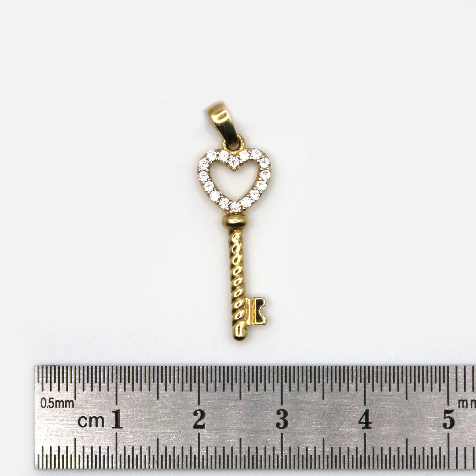Heart Key Zirconia Pendant – 10KT Gold - Image 4