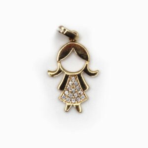 Girl Silhouette Pendant with Zirconia – 14KT Gold