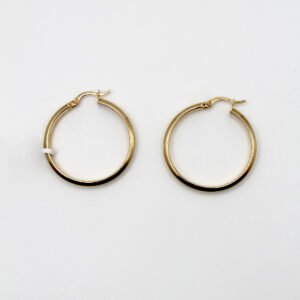 Medium Classic High-Polish Round Hoop – 10KT Gold Women’s Earrings