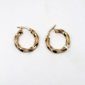 Wide Textured Channel Huggie – 10KT Gold Women’s Earrings