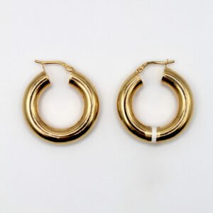 Wide Mesh Texture Hoop – 10KT Gold Women’s Earrings