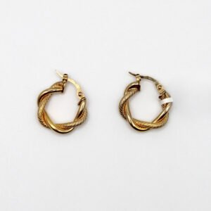 Alternating Texture Twist Huggie – 10KT Gold Women’s Earrings
