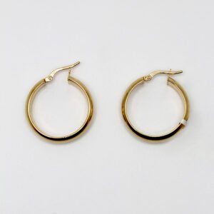 Medium Wide High-Polish Dome Hoop – 14KT Gold Women’s Earrings