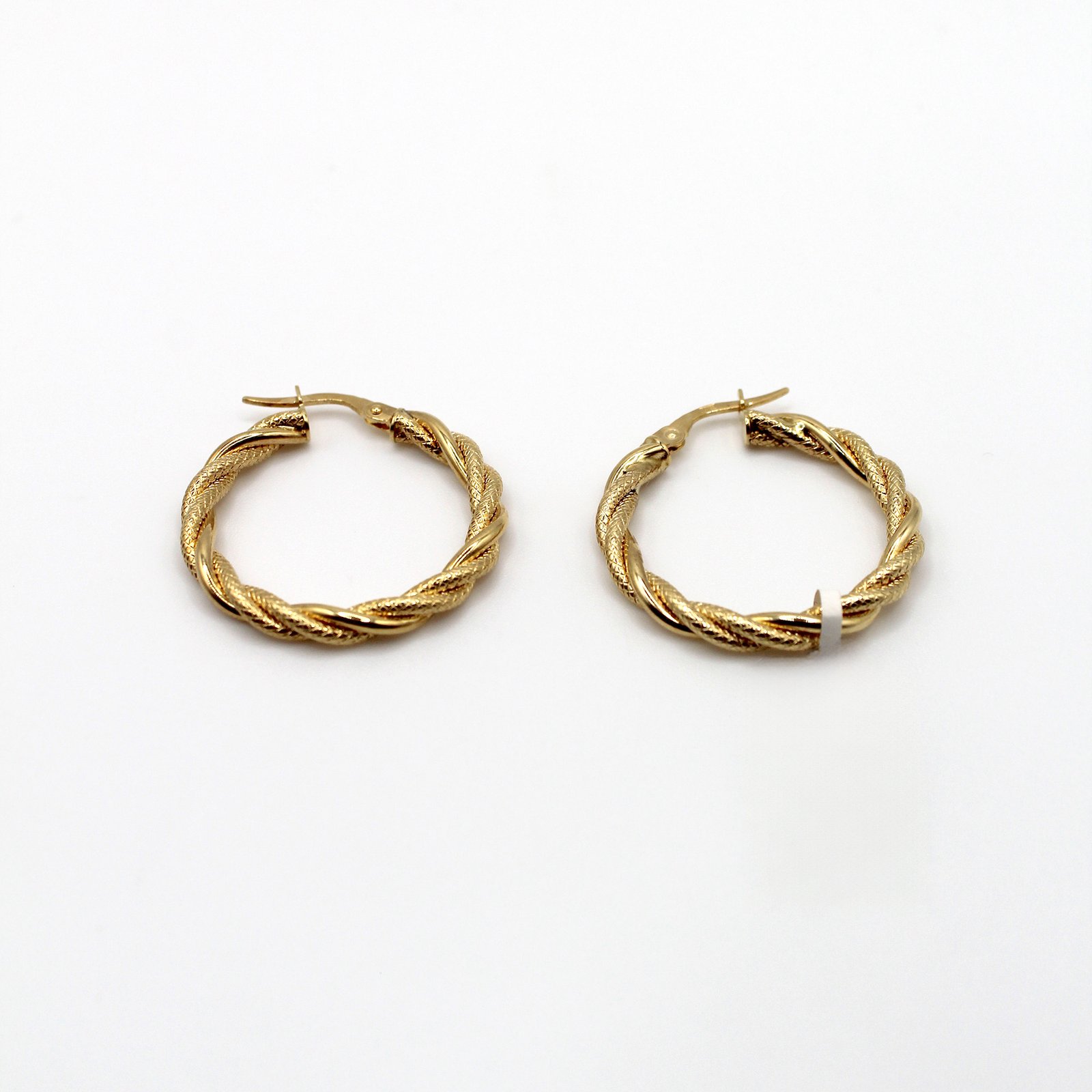 Diamond-Cut Twist Hoop – 14KT Gold Women’s Earrings - Image 2