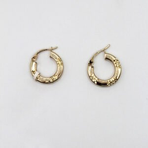 Wide Diamond-Cut Accent Hoop – 10KT Gold Women’s Earrings