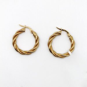 Diamond-Cut Twist Hoop – 14KT Gold Women’s Earrings