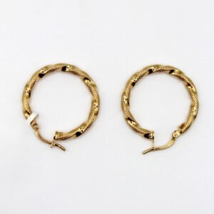 Alternating Texture Twist Hoop – 14KT Gold Women’s Earrings