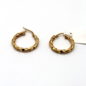 Alternating Texture Twist Hoop – 14KT Gold Women’s Earrings