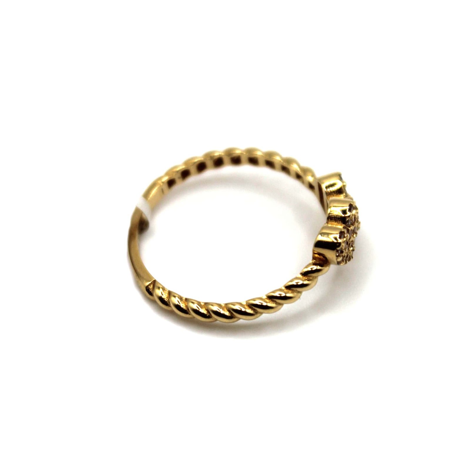 Double Heart Ring with Twisted Band - 14kt Gold - Image 2