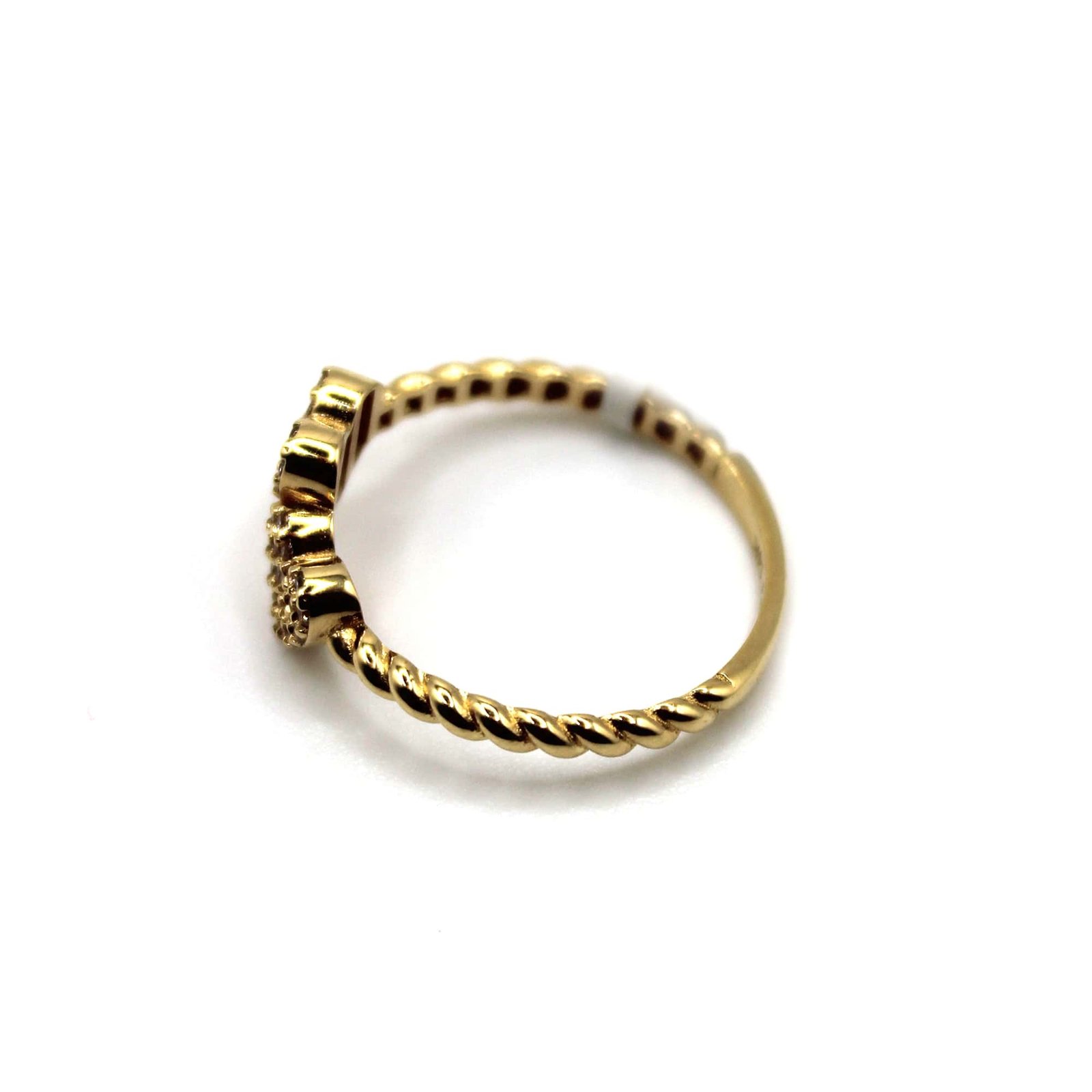 Double Heart Ring with Twisted Band - 14kt Gold - Image 3