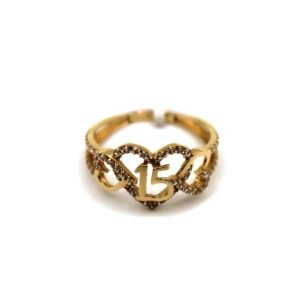 Quinceañera Triple Heart Ring - 14kt Gold, Size 6 1/4