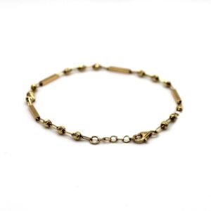 Textured Bead & Bar – 14KT Gold Women’s Bracelet