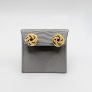 Textured Love Knot Stud Earrings – 10KT Gold