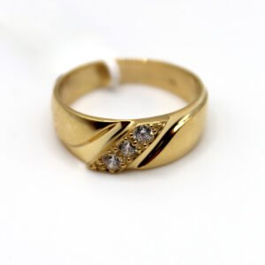 Diagonal White Stone Accent Band Ring – 10KT Gold Men's Size 10