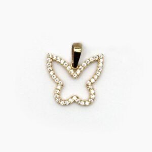 Zirconia Butterfly Pendant– 14KT