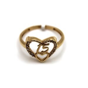 Quinceañera Heart Ring – 14KT Gold ,Size 6