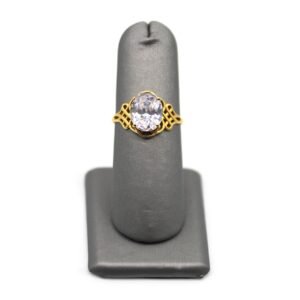 Ring with Oval Clear Stone – 10KT, Size 7