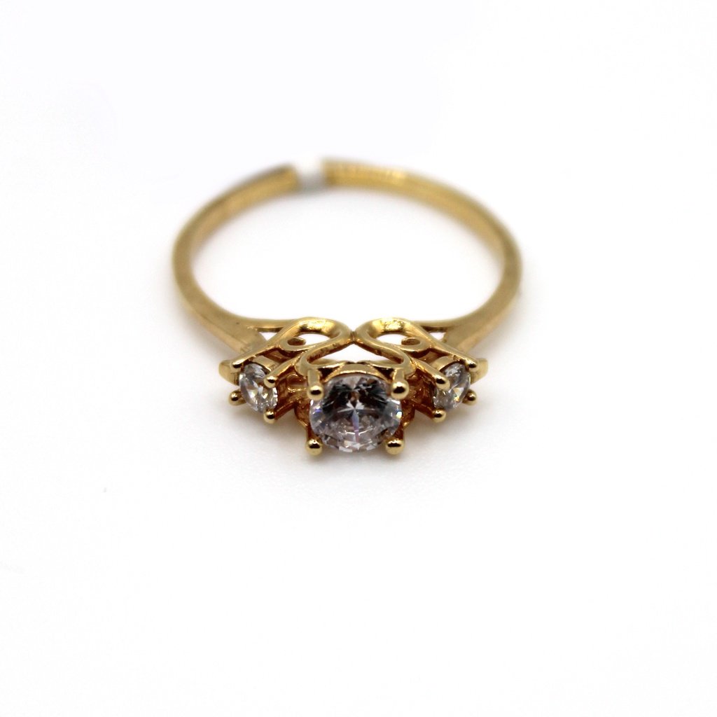 Classic Trinity – 10KT Women’s Zirconia Ring, Size 6.5 - Image 2