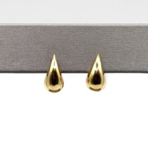 High-Polish Puffed Teardrop Stud – 14KT Gold Women’s Earrings