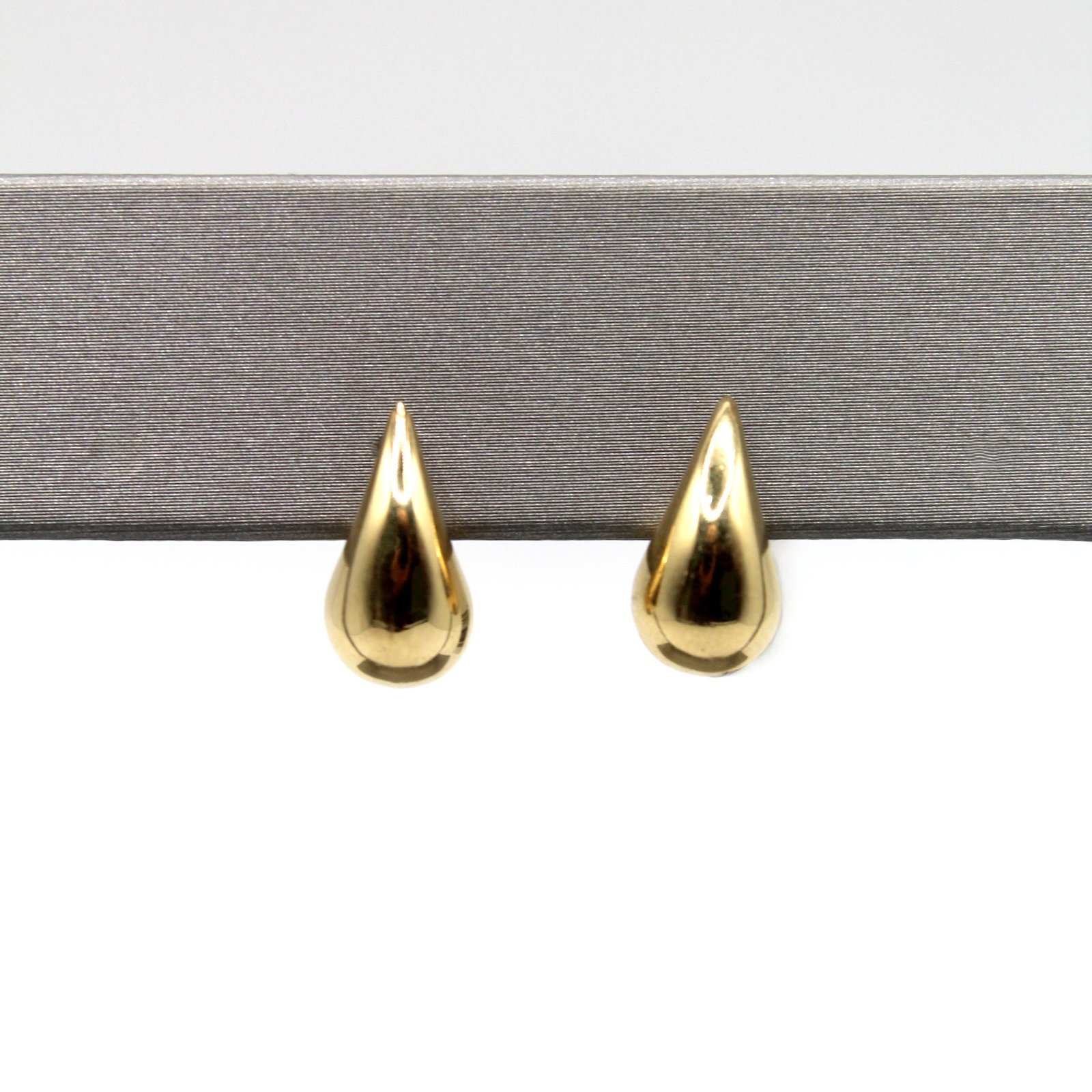 High-Polish Puffed Teardrop Stud – 14KT Gold Women’s Earrings