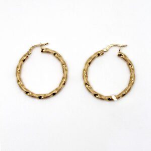 Diamond-Cut Twist Hoop – 14KT Gold Women’s Earrings