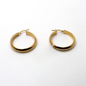 Medium Wide Textured Channel Hoop – 14KT Gold Women’s Earrings