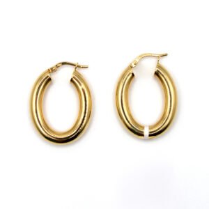 Medium High-Polish Classic Twist Hoop – 14KT Gold Women’s Earrings