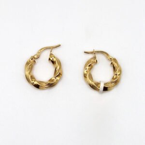 Medium Wide Textured Channel Hoop – 14KT Gold Women’s Earrings
