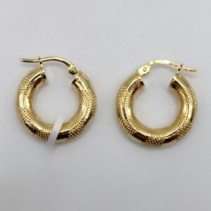 Textured Domed Mid-Size Hoop Earrings – 10KT Gold Women’s