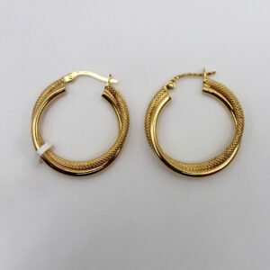 Textured and Polished Half-Round Hoop Earrings – 10KT Gold Women’s