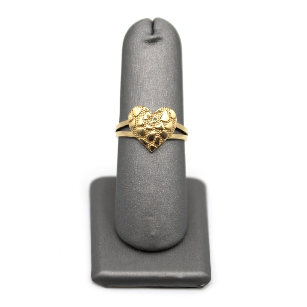 Textured Heart Ring - 14kt Gold, Size 8 - Image 3