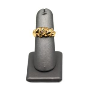 Twisted Band Ring with Multicolor Stones – 10KT, Size 7