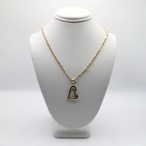Open Heart Pendant Necklace on Link Chain – 10KT Gold Women’s