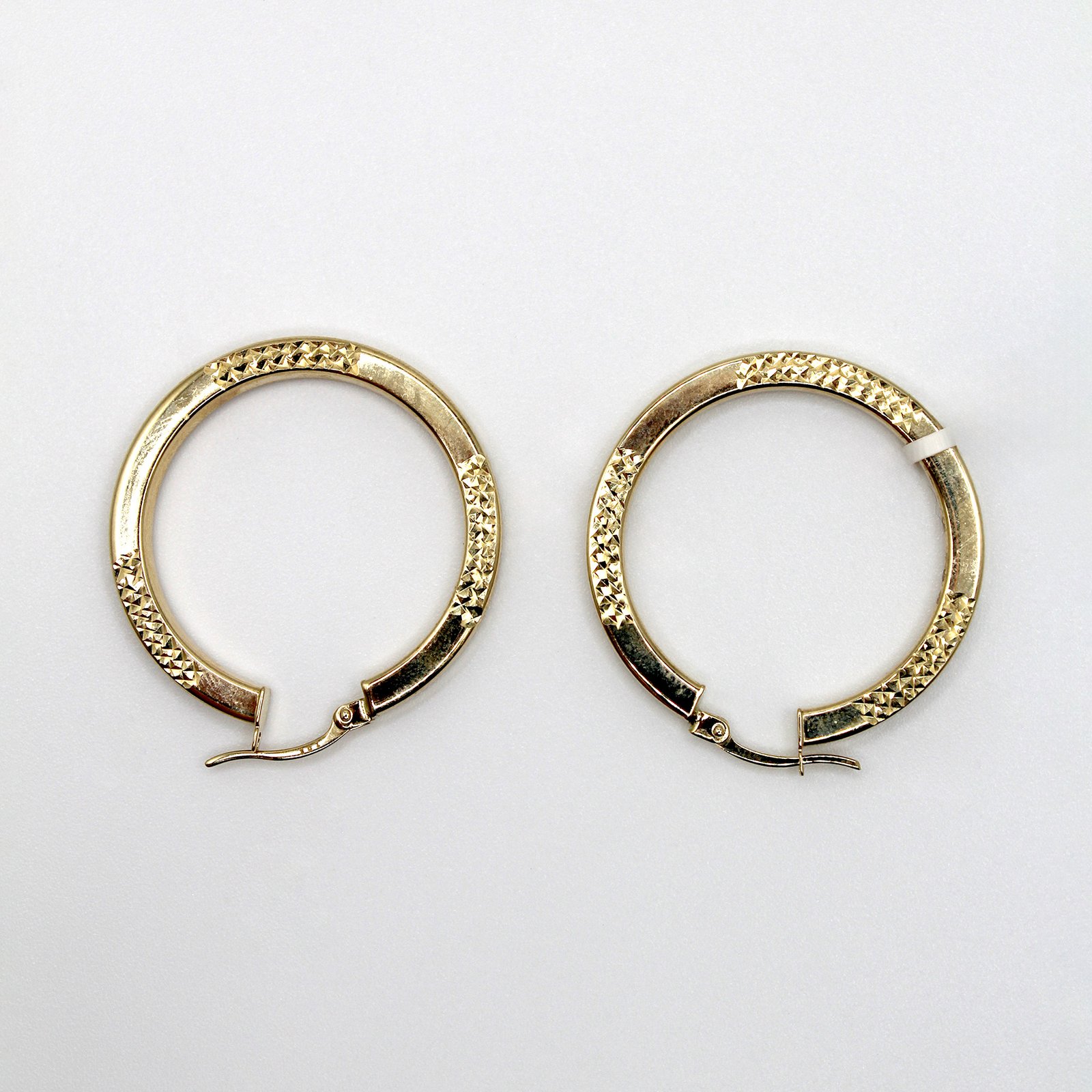 Wide Square Diamond-Cut Hoop – 10KT Gold Women’s Earrings