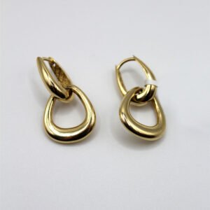 High-Polish Interlocking Drop Dangle Earrings – 14KT Gold Women’s