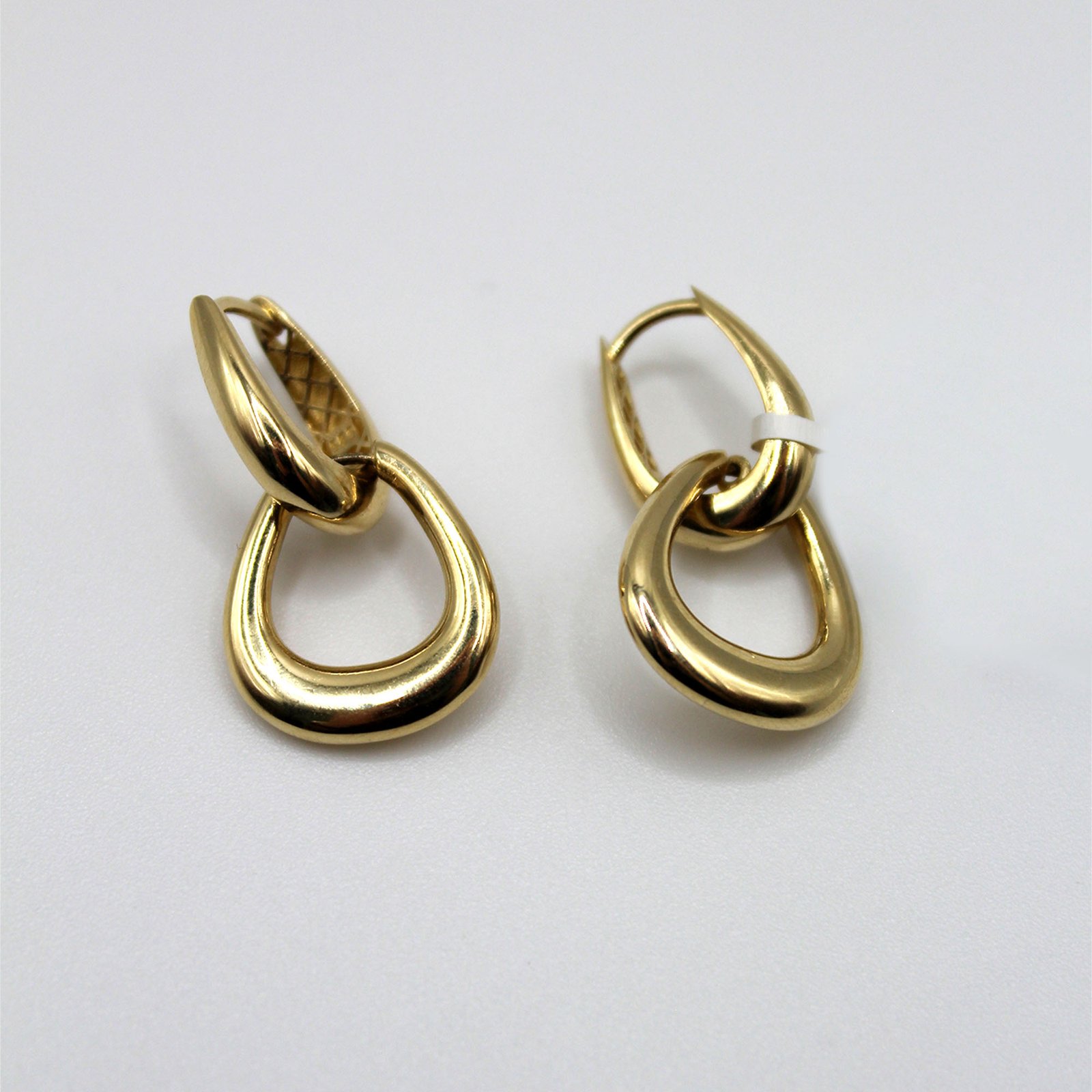 High-Polish Interlocking Drop Dangle Earrings – 14KT Gold Women’s