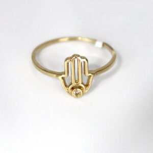 Hamsa Hand Protection Ring with Color Stone – 14KT Gold Women’s, Size 9