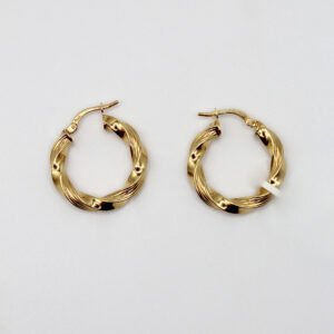 Voluminous Ribbed Twist Hoop – 14KT Gold Women’s Earrings