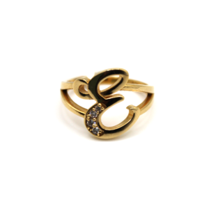 Script Initial E Ring - 10kt Gold, Size 6.5