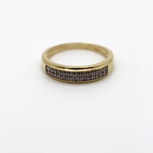 Double Row Pave White Stone Band Ring – 10KT Gold Size 9.5