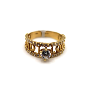 Love Engagement Ring with Zirconia - 14KT Gold, Size 7