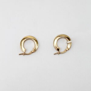 Wide Flat Edge Hoop with Diamond-Cut Accents – 10KT Gold Women’s Earrings
