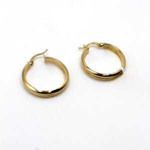 Ribbed Channel Dome Hoop – 14KT Gold Women’s Earrings