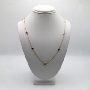 Open Heart Charm Station Necklace – 14KT Gold Women’s