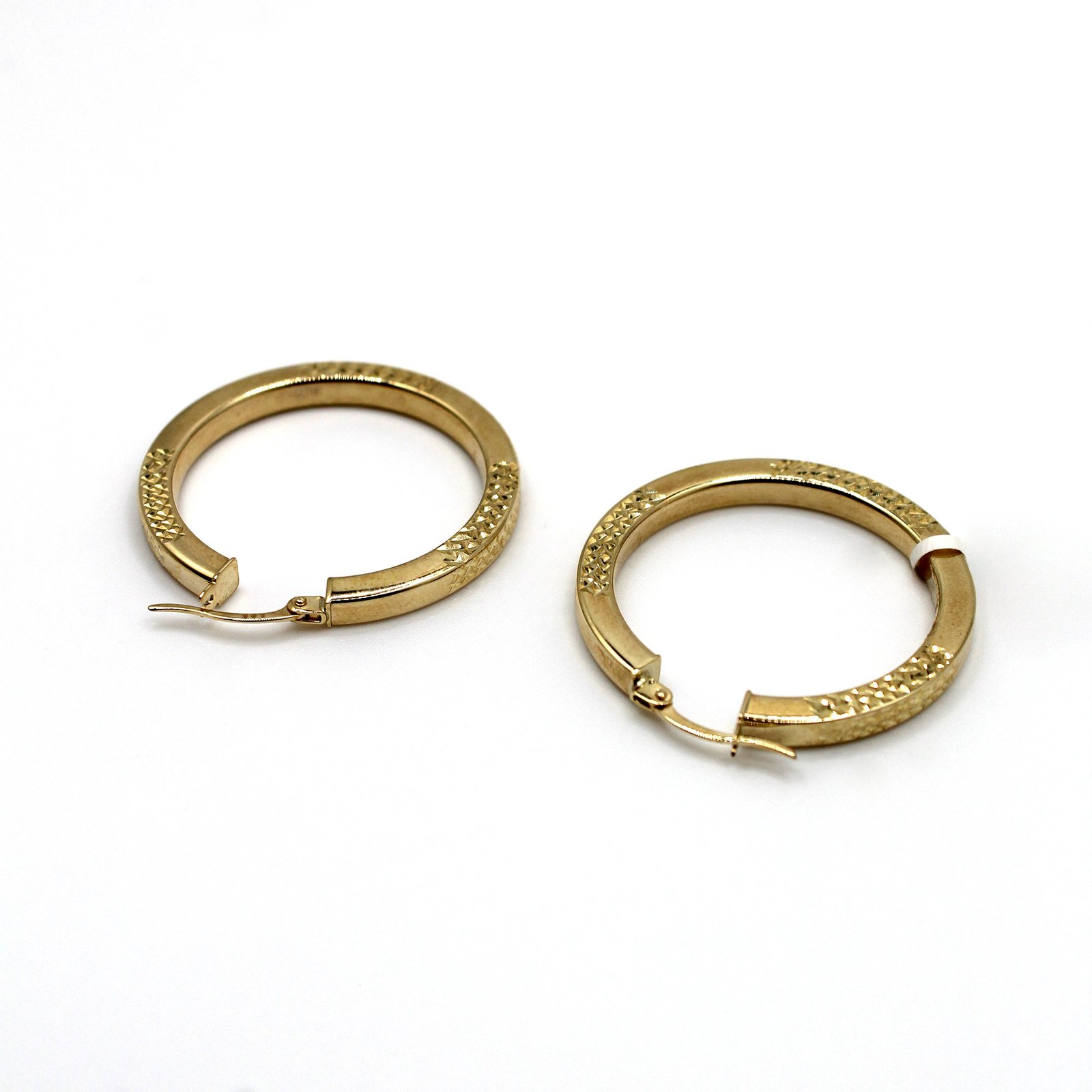 Wide Square Diamond-Cut Hoop – 10KT Gold Women’s Earrings - Image 2