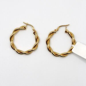 Polished Classic Twist Hoop – 14KT Gold Women’s Earrings