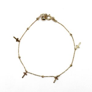 Mini Cross Charms – 14KT Gold Bracelet
